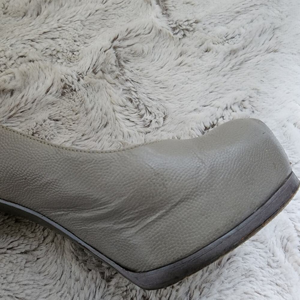 YVES SAINT LAURENT LEATHER GRAY PLATFORM HEEL SIZE 36 (6) - Picture 12 of 14